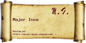 Major Ince névjegykártya